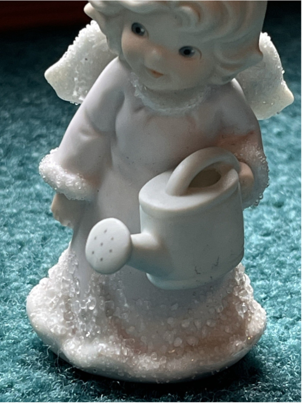 Enesco 1995 Porcelain Angel Figurine Watering Can White/Gold Halo 3D - Picture 2 of 6